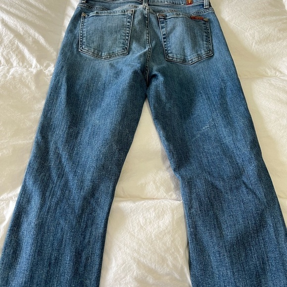 7 For All Mankind Women's Edie Jeans Straight Leg Distressed Raw Hem SZ 27. - Picture 4 of 8